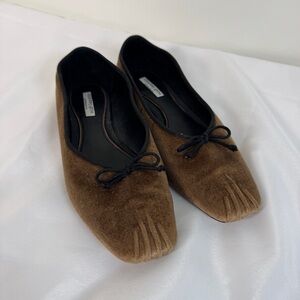 Courtney Grow Antonio Melani Velvet Brown Ballet Flats with Bow Women’s 8